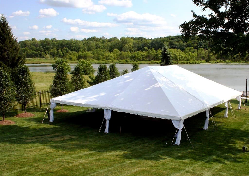 Large event tent on a Connecticut lawn for a community gathering