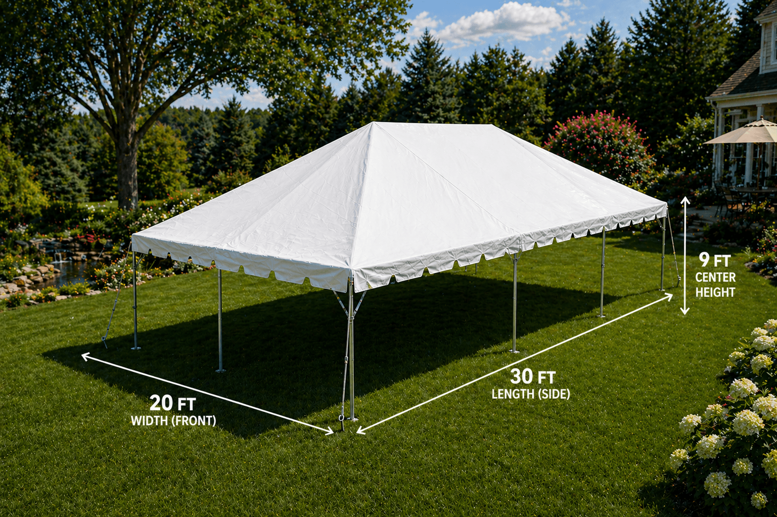Professional white frame event tent exterior on grass for a Connecticut outdoor gathering