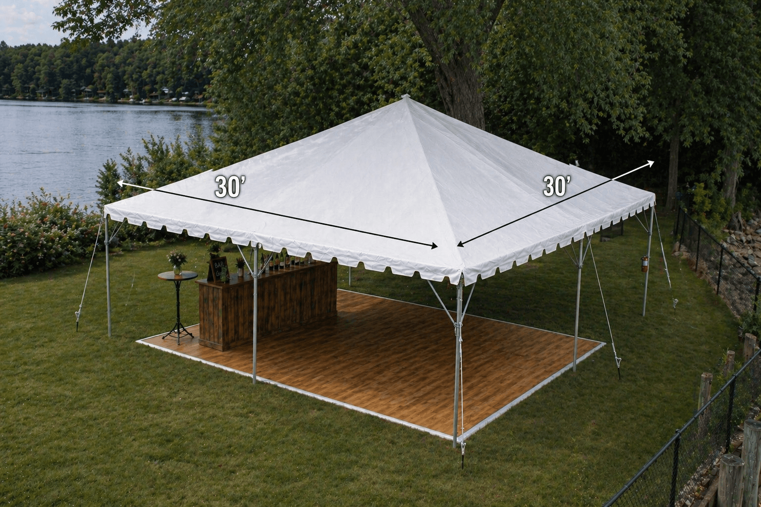 30x30 fiesta-style frame tent setup suitable for Connecticut receptions and private outdoor events